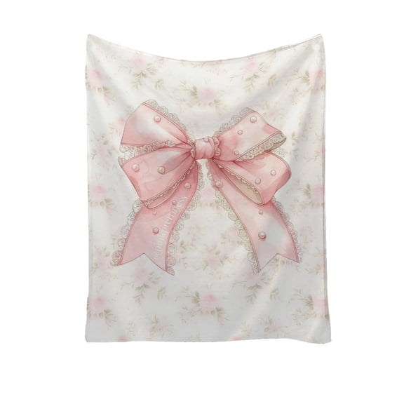 PEIBang 29x39 Inch Pink Bow Blanket Valentines Home Decor,Cute Bowknot Throw Blanket Cozy Flannel Blanket for Bed Sofa Couch Chair