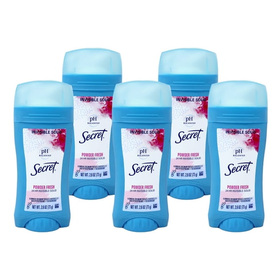 Secret Invisible Solid Antiperspirant Deodorant Powder Fresh, 2.6oz, 5-Pack