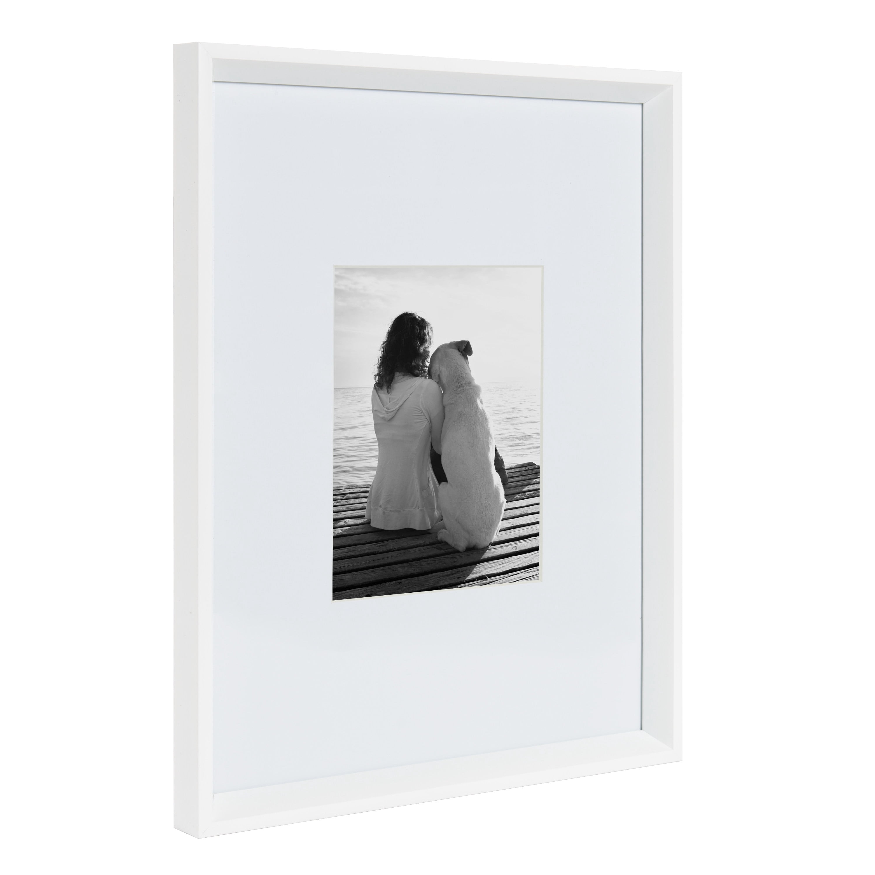 Kate and Laurel Calter Modern Wall Picture Frame Set, White 16x20 matted to 8x10, Pack of 3, Portrait Photo Frames for Wall Display