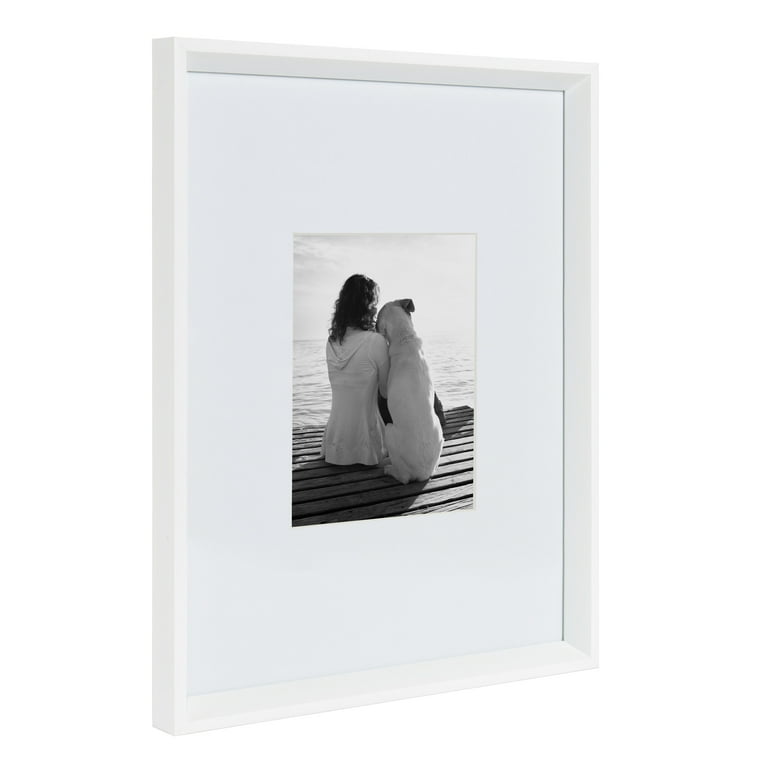 Kate and Laurel Calter Modern Wall Picture Frame Set White 16x20 Matted to 8x10 Pack of 3