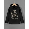 thumbnail image 3 of Funny Skeleton And NEVER BETTER Letter Print Boys Casual Pullover Long Sleeve Hoodies, Boys Sweatshirt For Spring Fall, 3 of 9