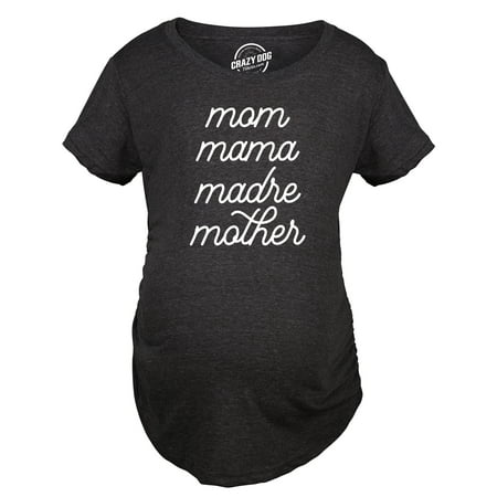

Maternity Mom Mama Madre Mother Tshirt Cute Mother s Day Different Moms Spellings Novelty Graphic Tee for Mother To Be (Heather Black) - XL