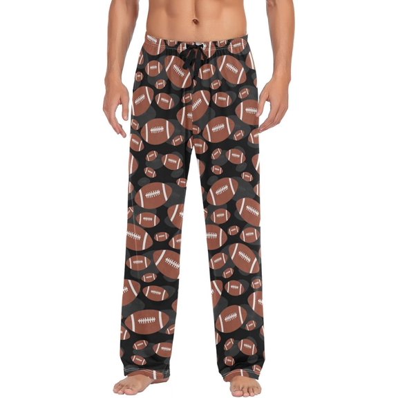 GZHJMY Pajama Pants for Men - Cartoon Football, Loose Lightweight PJs Lounge Sleep Bottoms with Pockets Drawstring, Pajama Bottoms for Home and Rest, X-Large