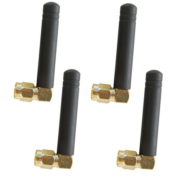HQRP SET: 4 PCS 433 MHz GSM GPRS SMA Male Right Angle 4.6cm radio Antenna WITH GOLD PLATING for Two-way Radio / WiFi Router / Wireless RF Transceiver