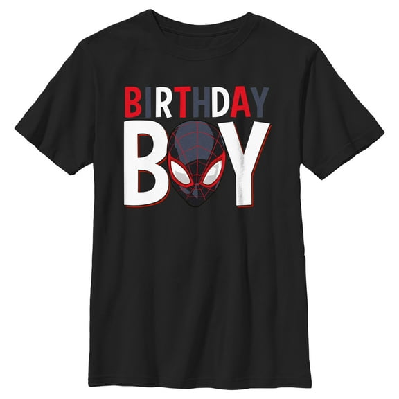 Boy's Marvel Birthday Boy Superhero Mask Graphic Tee Black Medium