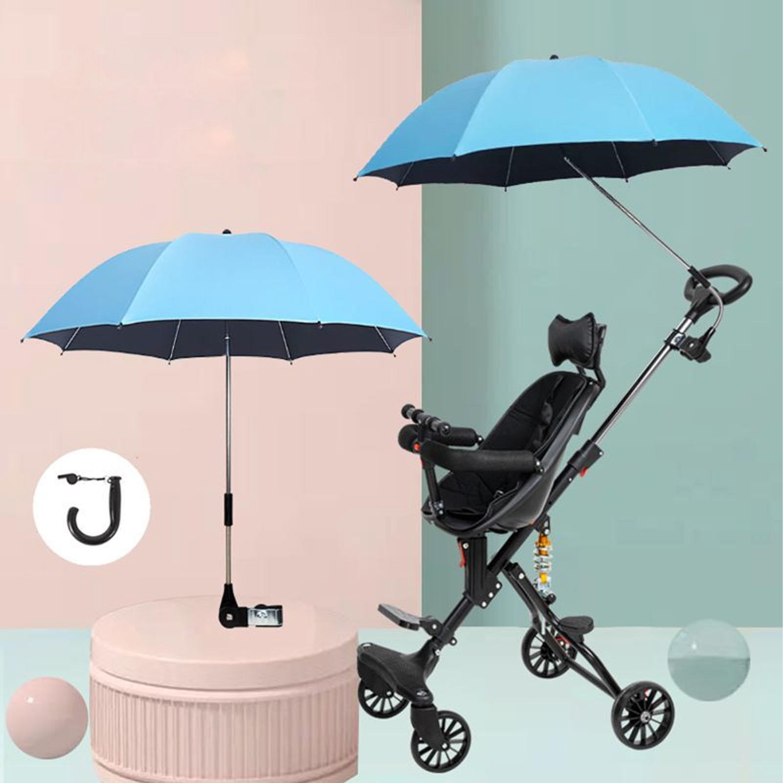LAZIOEGR 85 cm Adjustable Baby Stroller Sun Shade Umbrella, UV‑Protective, Clip‑On, Portable, Blue
