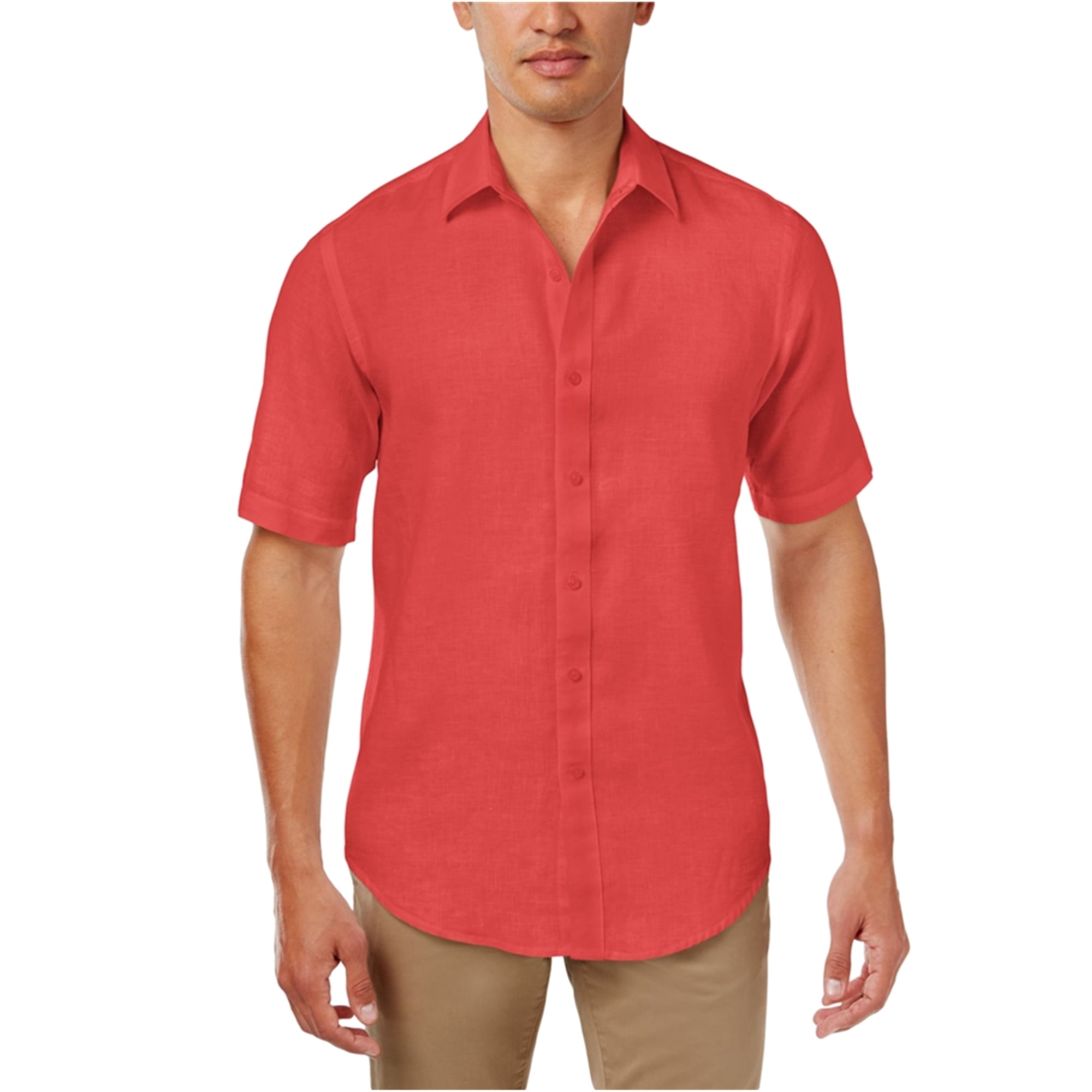 Club Room Mens Garment Dyed Button Up Shirt, Red, Small