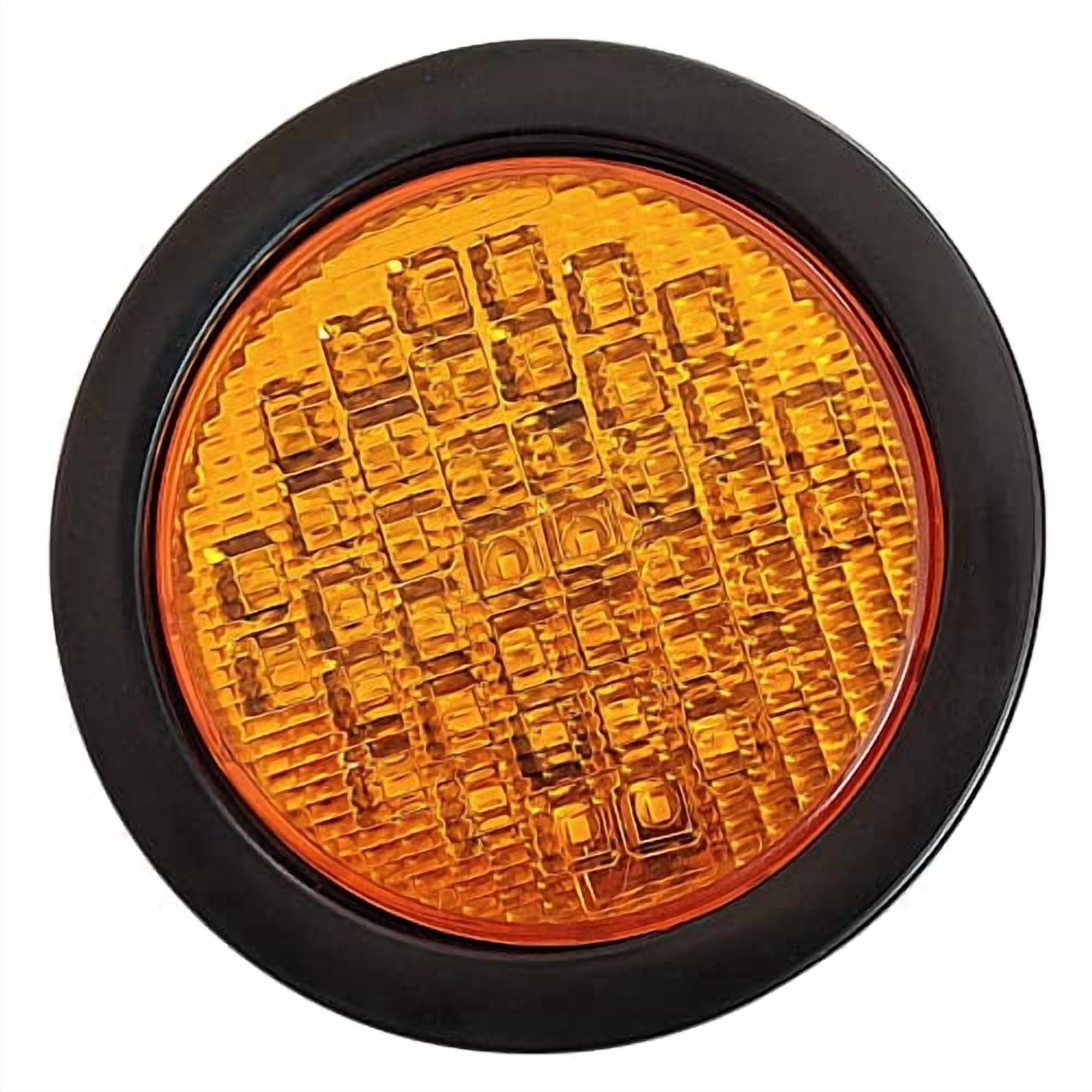 All Star Truck Parts 2-Pack 4" Round Amber 40 LED Mid Turn Signal Tail Lights, Sealed, w/ Grommet & 3-Prong Pigtail, 12V