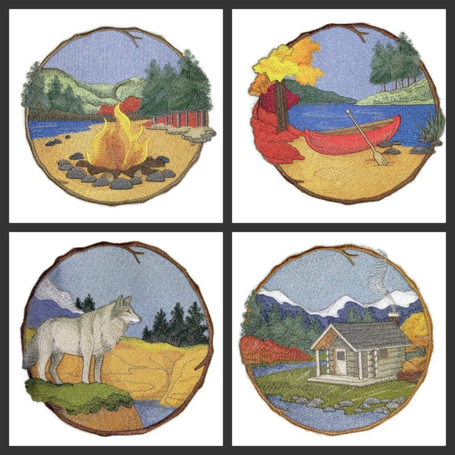 Stroll through the Walk In Woods Beauty[Canoe on the river] [] Embroidered Iron on/Sew patch [8.5" 7.5"]
