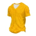 thumbnail image 2 of UVEASISHA Mens Short Sleeve Waffle Shirts Basic Solid V Neck Summer Tees Lightweight Casual Gym Workout Shirt Comfy Loose Fitness T-Shirts Yellow 5XL, 2 of 5