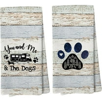 You and Me and The Dogs Camping Kitchen Towels,Camping Dish Towels,Dog Kitchen Towels,Camping Gifts for Women Men,Campsite Decor,Camping Supplies for RV Campers 18x26 Inch Set of 2（camp3）