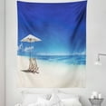 thumbnail image 1 of Beach Tapestry, Deck Chairs on Tropical Beach Panoramic Holiday Themed Summer Season Photo, Fabric Wall Hanging Decor for Bedroom Living Room Dorm, 5 Sizes, Cobalt Blue and Ivory, by Ambesonne, 1 of 1