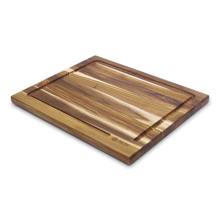 3x2 Deluxe Edge-Grain Teak Cutting Board Set - Free Small Board