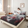 thumbnail image 4 of jejeloiu Mountain Pine Tree Twin Sheet Sets,Rustic Woodland Nature Landscape Twin Fitted Sheet,White Red Black Flat Sheet For Men Women,Microfiber Bedroom Decor,3 Pieces, 4 of 7