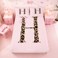 thumbnail image 5 of meiyoeat Pink Print Alphabet Bed Sheets,Cheetah Bow Tie Initial Design Full Size Sheets For Girl,4-Piece,1 Flat Sheet,1 Fitted Sheet and 2 Pillowcases, 5 of 6