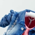 thumbnail image 4 of Peacolate Spring Autumn Infant Baby Girl Denim Clothing Sets 3 pcs Long Sleeve T-Shirt Denim Jacket and Jeans Trousers Pants,Orange,6-12Months, 4 of 5