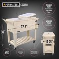 thumbnail image 2 of Permasteel 80 Qt Outdoor Patio Cooler – Cream, Faux Wood Design, Steel Construction, 2 of 7