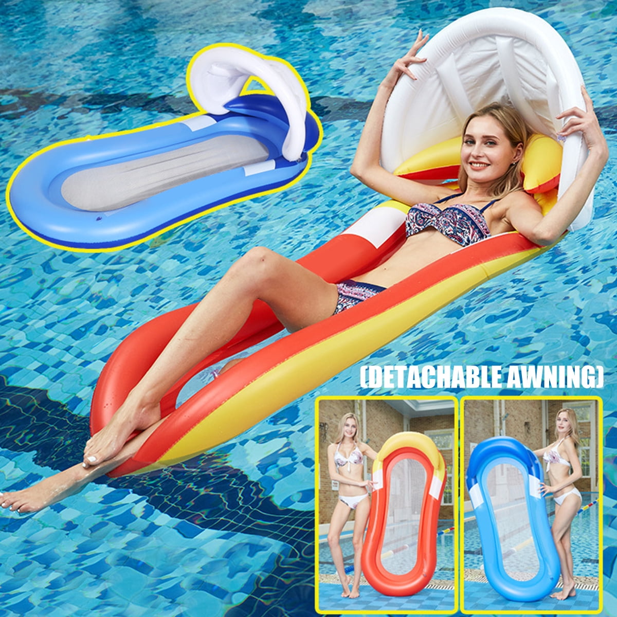 New Neon Inflatable Swimming Pool Lounger Lilo Sun Mattress Air Bed Beach Mat 
