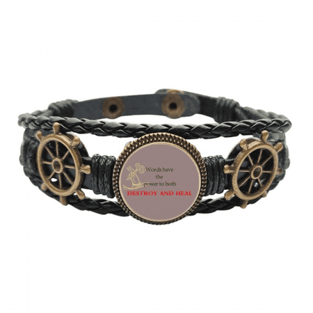 Words Have Power to Heal Blessing Quote Leather Braided Ocean Bracelet Wristband