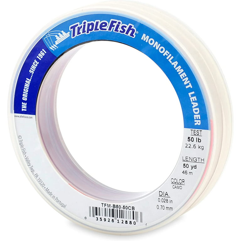 Triple Fish 12 lb Test Fluorocarbon Leader Fishing Line, Clear, 0.32 mm/50  yd : : Sports & Outdoors