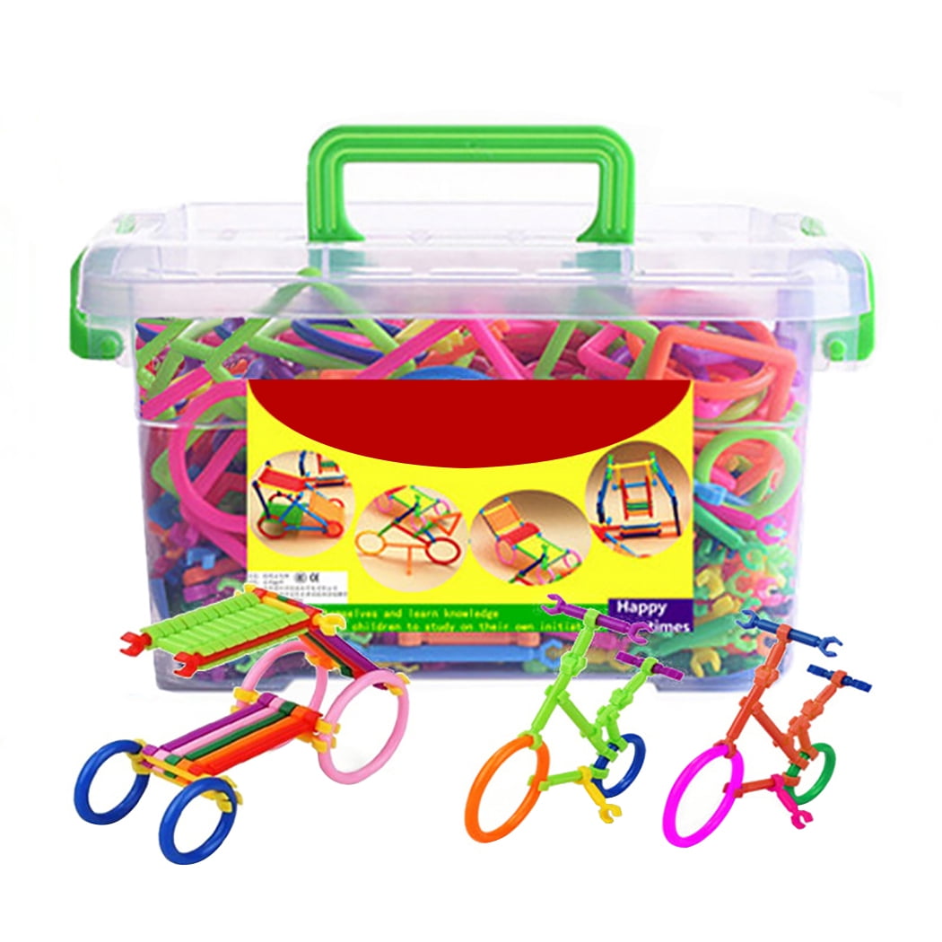 600PCS Kids Building Stick DIY Plastic Stick Toy Building Block Stick with Box