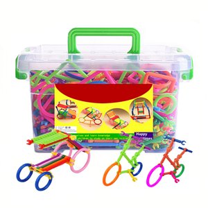 600PCS Kids Building Stick DIY Plastic Stick Toy Building Block Stick with Box