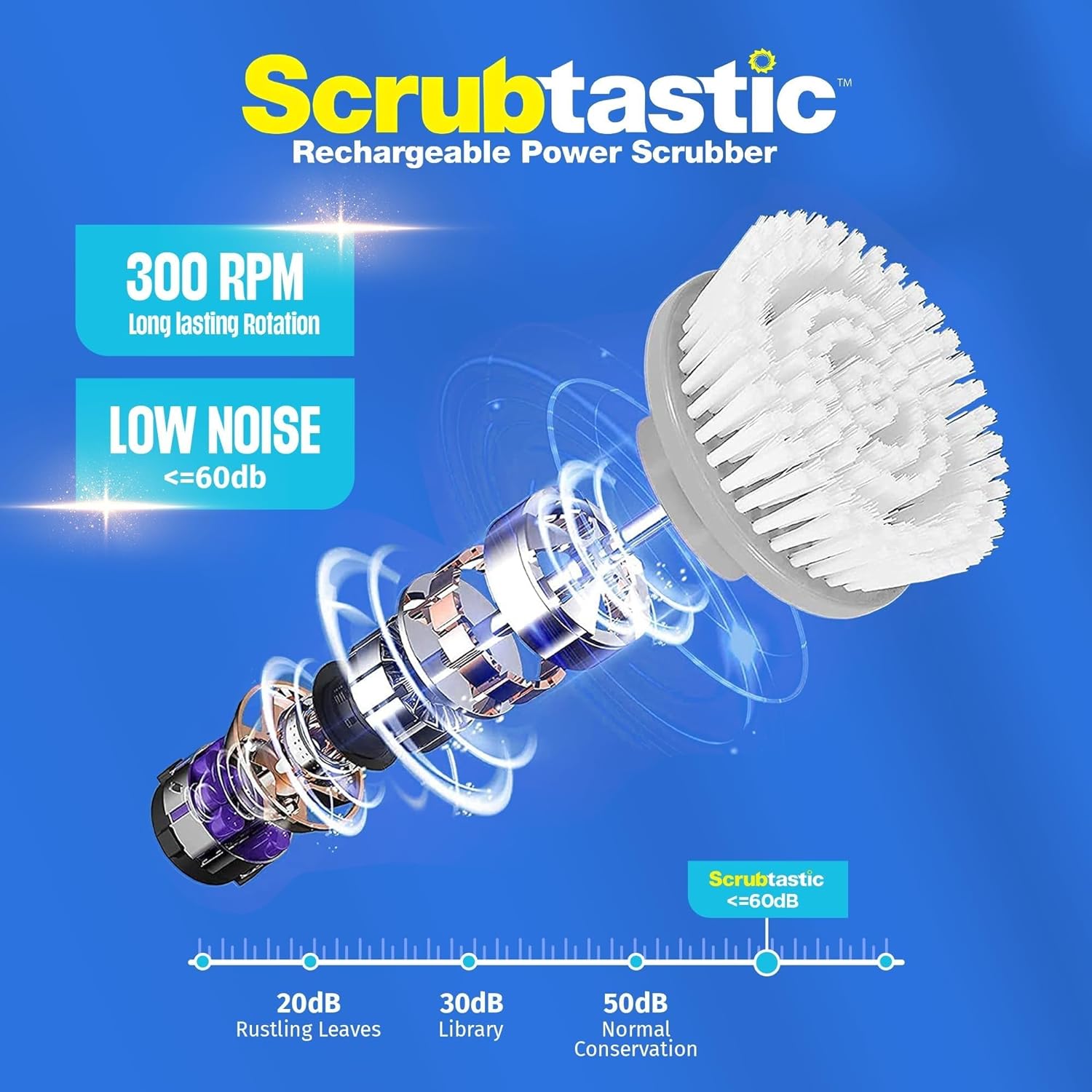 Scrubtastic Spin Scrubber – Rechargeable, Multipurpose Cordless Tile & Shower 360 Power Bathroom and Kitchen Cleaner with 3 Replaceable Rotating Brush Heads - image 5 of 8