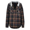 thumbnail image 7 of GigrtiJin Women's Plaid Color Block Hoodies Long Sleeve Button down Hooded Coat Fashion Casual Jackets with Pocket, 7 of 7