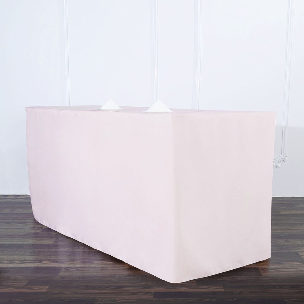 Efavormart 6FT Fitted Polyester Rectangular Table Cover for Wedding
