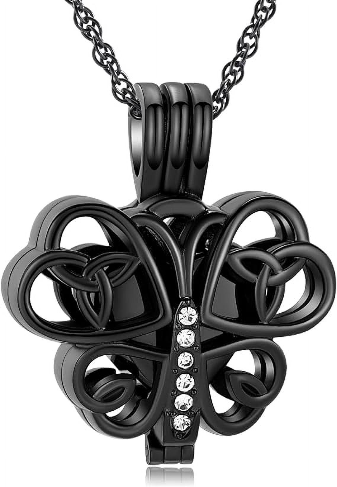 Constantlife Cremation Urn Necklace - Butterfly Heart Stainless Steel Pendant For Ashes & Keepsakes