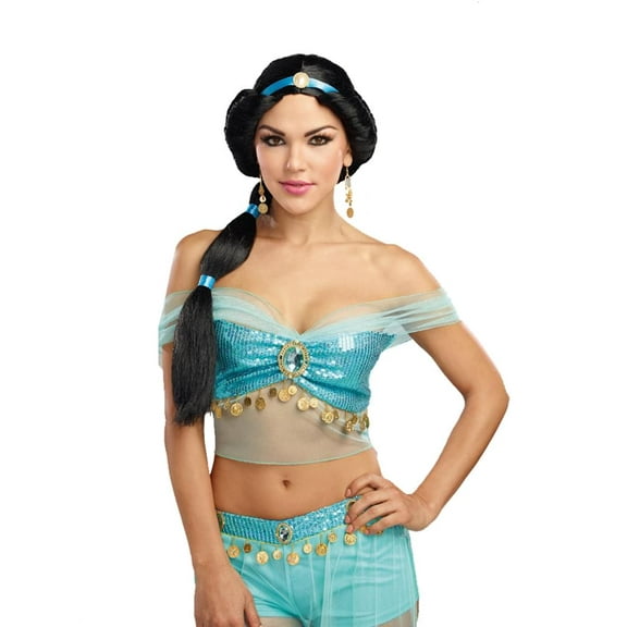 Dreamgirl W Omen'S Harem Princess wig with Attached Ribbon And Pearl Jewel
