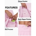 thumbnail image 6 of Pdbokew Women's Pleated Tennis Skirt Golf Skirt Athletic High-Waisted Belted Pocket Lined Shorts Fitness Pink M, 6 of 8