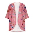 thumbnail image 3 of DJskiyers 3/4 Sleeve Cardigan for Women Lightweight Chiffon Bloses Print Kimono Cardigans Short Sleeve Loose Cover up Summer Blouse Top, 3 of 5