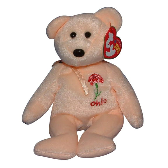 Ty Beanie Baby: Ohio Scarlet Carnation the Bear | Stuffed Animal | MWMT's