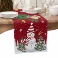 thumbnail image 6 of Red Snowman Christmas Cotton Linen Table Runner for Dining Kitchen, Xmas Tree Snowflake Balls Wedding Outdoor Party Tablerunners Decoration, Dresser Scarf Coffee Tablecloth Runners 13x48 Inches, 6 of 9