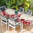 thumbnail image 2 of Valentine's Gnomes Table Cloths for 8 Foot Rectangle Tables, Weeping Eucalyptus Pink Red Love Heart Rustic Patio Waterproof Elastic Fitted Tablecloths, Washable Rectangular Table Cover for Camping, 2 of 8