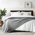 thumbnail image 3 of Bare Home Polar Fleece Heathered Bed Blanket - Lightweight - Premium Fleece - Double/Queen, Heathered Light Gray, 3 of 6
