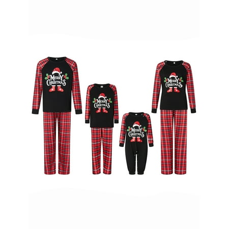 

Huakaishijie Matching Family Christmas Pajamas Holiday Xmas Sleepwear Set Cute Printted Matching Pajamas for Adult Kids