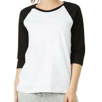 Women's Two Tone 3/4 Sleeve Raglan Baseball Shirt / Baseball Tee, White/Black M
