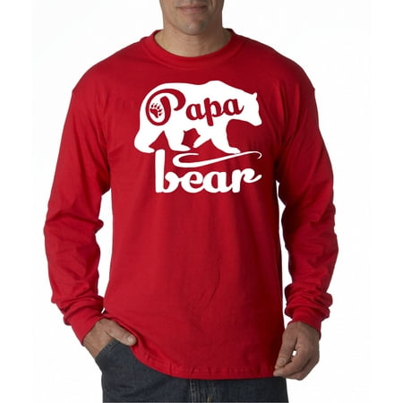 Grizzlies Long Sleeve 787 - Unisex Long-Sleeve T-Shirt Papa Bear Grizzly Father's Day Padre Paternal 2XL Red ()