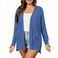 thumbnail image 7 of Sevevn Cardigan Sweaters for Women Women's Solid Color Long Sleeve Casual Tops Blouse With Pocket Cardigan Coat Beach Vacation Clothes for Women Blue S, 7 of 7