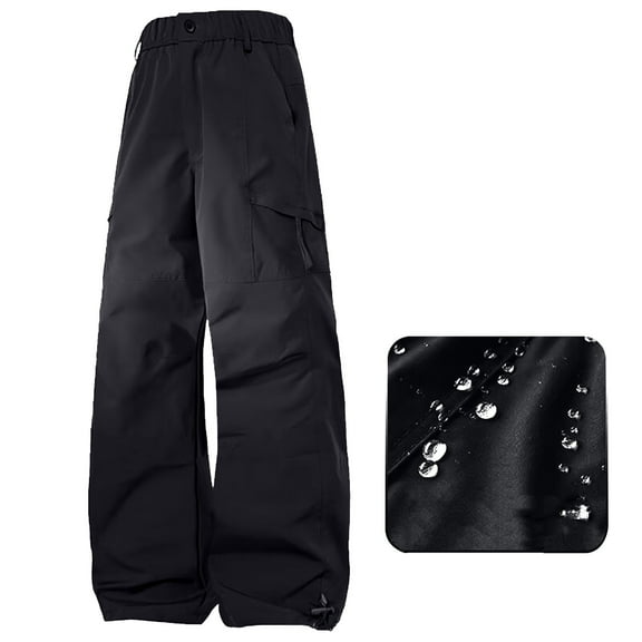 ITSAME Womens Plus Size Cargo Pants, Waterpoof Multi-Pockets Straight Leg Athletic Hiking Outdoor Trousers Black L