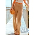 thumbnail image 3 of ABPHQTO Pantalones de punto de felpa de cintura alta de color caqui para mujer, 3 of 5
