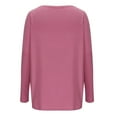thumbnail image 6 of Tawop Womens Shirts Womens T Shirts Round Neck Long Sleeve Solid Pink M(Us:6), 6 of 7