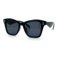 thumbnail image 4 of Womens Oversized Hipster Horn Rim Subtle Cat Eye Fashion Sunglasses All Black, 4 of 8