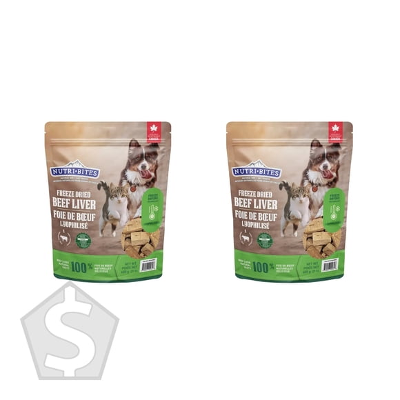 NutriBites Gâteries Lyophilisées au Foie de Bœuf pour Chiens et Chats - Lot de 2
