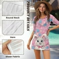 thumbnail image 5 of FKELYI Pink Easter Egg Rabbit Print Women's Swimsuit Cover Ups Round Neck Swimwear Cover-Up Half-Sleeve Beachwear Bikini Beach Dress for Ladies Summer Vacation Swimming, 2XL, 5 of 6