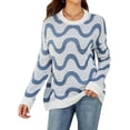 thumbnail image 5 of ZXSXSY Women Wavy Knit Crew Neck Long Sleeve Color Block Sweater, 5 of 7