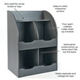 thumbnail image 3 of Badger Basket Children’s Wooden Four-Bin 34 gal Toy Storage Cubby with Bookshelf, Charcoal, 3 of 9