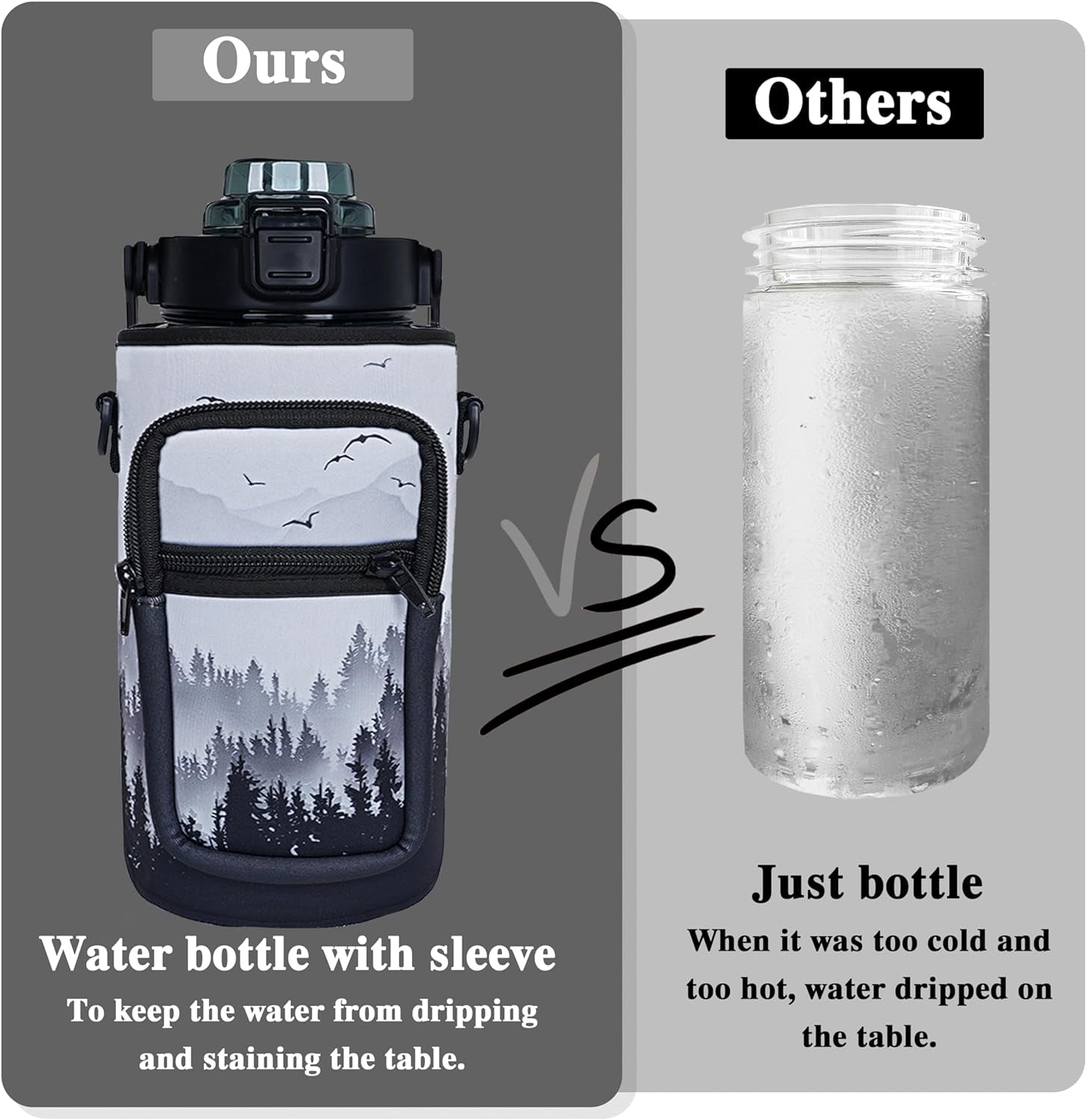 64 oz Water Bottle with Straw Sleeve & Strap Motivational BPA Free Half Gallon Water Jug with Handle for Gym Women Men Aesthetic Water Bottle with Strap Bird